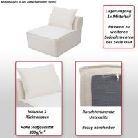 Sessel Sofa-Zubehör Loungesessel Mittelteil Stoff 63x75x97cm dunkelgrau