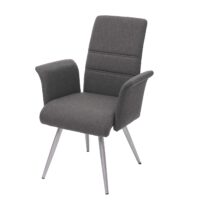 Set 2 Esszimmerstühle und Sitzbank mit Armlehne Edelstahl grau-braun Bank 180cm