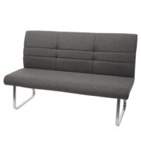 Set 4 Esszimmerstühle und Sitzbank Edelstahl Stoff grau-braun Bank 180cm
