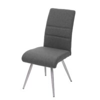 Set 4 Esszimmerstühle und Sitzbank Edelstahl Stoff grau-braun Bank 180cm