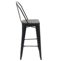 Set Stehtisch und 2 Barhocker mit Holzplatte Industriedesign schwarz