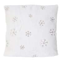 Set Wohndecke und Deko-Kissen Schnee flauschig mit Pailletten