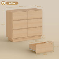 Sideboard mit 6 Schubladen für Wohnzimmer und Esszimmer aus Holz