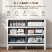 Sideboard Schrank mit 6 Schubladen für Wohnzimmer Schlafzimmer weiss