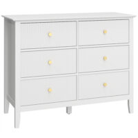 Sideboard Schrank mit 6 Schubladen für Wohnzimmer Schlafzimmer weiss