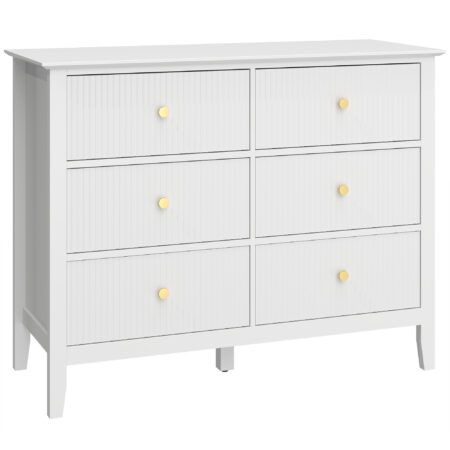 Sideboard Schrank mit 6 Schubladen für Wohnzimmer Schlafzimmer weiss