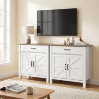 Sideboard Buffetschrank mit Schiebetüren und Regal weiss