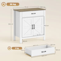 Sideboard Buffetschrank mit Schiebetüren und Regal weiss