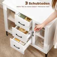 Sideboard mit Glastüren Schubladen und verstellbaren Regalen weiss