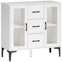 Sideboard mit Glastüren Schubladen und verstellbaren Regalen weiss