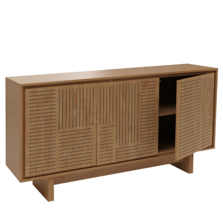 Sideboard Highboard 3 Türen Staufächer 86x160x40cm Ulme natur