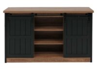Sideboard Highboard Schrank Schiebetür 7 Fächer Industrial 84x150x40cm braun-schwarz
