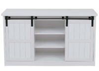 Sideboard Highboard Schrank Schiebetür 7 Fächer Industrial 84x150x40cm weiss