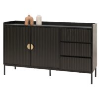 Sideboard Kommode Anrichte 3 Schubladen 2 Türen 80x130x42cm Holzoptik schwarz