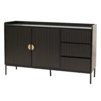 Sideboard Kommode Anrichte 3 Schubladen 2 Türen 80x130x42cm Holzoptik schwarz