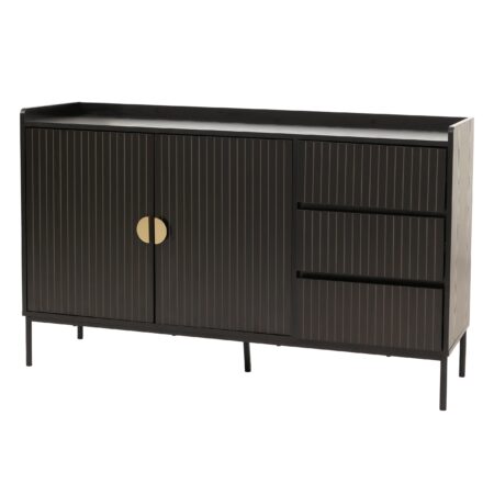 Sideboard Kommode Anrichte 3 Schubladen 2 Türen 80x130x42cm Holzoptik schwarz