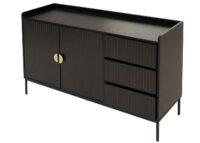 Sideboard Kommode Anrichte 3 Schubladen 2 Türen 80x130x42cm Holzoptik schwarz