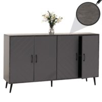 Sideboard Kommode Highboard Fischgrätenmuster 88x150x40cm Marmor-Optik grau
