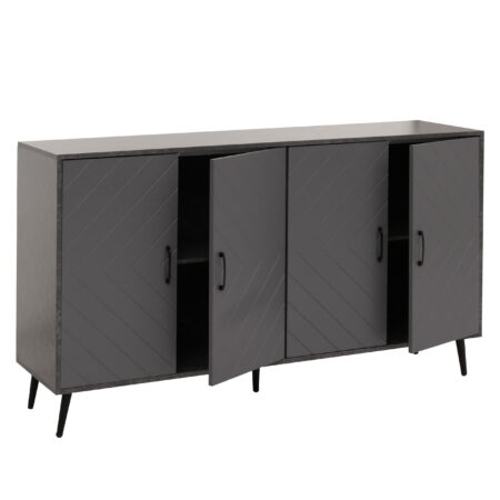 Sideboard Kommode Highboard Fischgrätenmuster 88x150x40cm Marmor-Optik grau