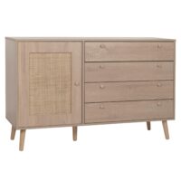 Sideboard Kommode Highboard Schubladen Staufach Kubu Rattan Eiche-Optik