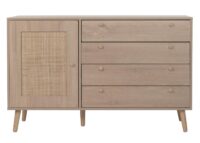 Sideboard Kommode Highboard Schubladen Staufach Kubu Rattan Eiche-Optik