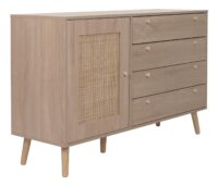 Sideboard Kommode Highboard Schubladen Staufach Kubu Rattan Eiche-Optik
