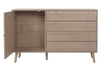 Sideboard Kommode Highboard Schubladen Staufach Kubu Rattan Eiche-Optik