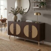 Sideboard Kommode Türen Anrichte Staufächer 80x160x40cm Walnuss-Optik