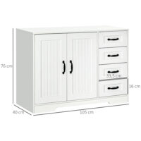 Sideboard modern mit Schubladen und Schrank weiss