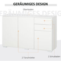 Sideboard Kommode mit 2 Schubladen Push-Click 117cm weiss