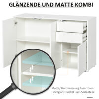 Sideboard Kommode mit 2 Schubladen Push-Click 117cm weiss