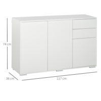 Sideboard Kommode mit 2 Schubladen Push-Click 117cm weiss
