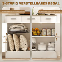 Sideboard Kommode mit Stauraum und Schubladen weiss Naturholz