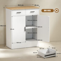 Sideboard Kommode mit Stauraum und Schubladen weiss Naturholz