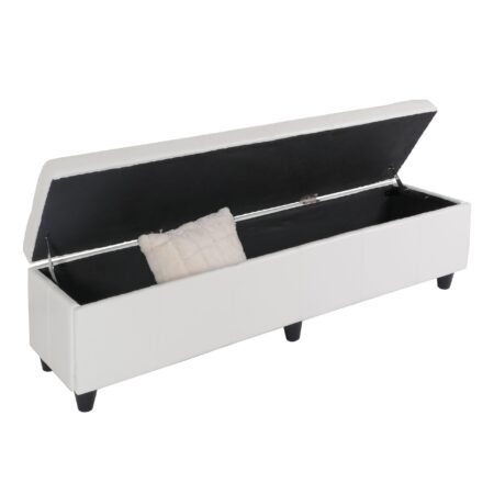 Sitzbank Aufbewahrung Leder Kunstleder 180x45x45cm weiss