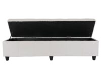 Sitzbank Aufbewahrung Leder Kunstleder 180x45x45cm weiss