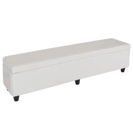 Sitzbank Aufbewahrung Leder Kunstleder 180x45x45cm weiss