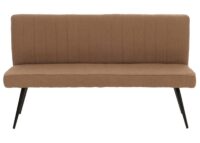 Sitzbank Esszimmerbank Polsterbank Rückenlehne Bouclé Metall 160cm braun