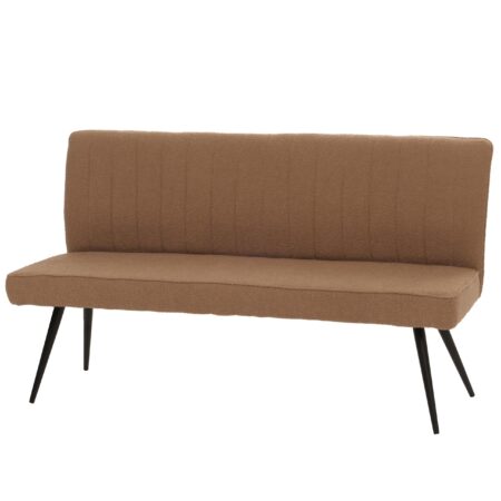 Sitzbank Esszimmerbank Polsterbank Rückenlehne Bouclé Metall 160cm braun