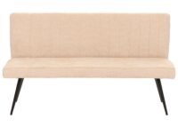 Sitzbank Esszimmerbank Polsterbank Rückenlehne Chenille Metall 160cm creme-beige