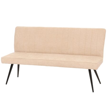 Sitzbank Esszimmerbank Polsterbank Rückenlehne Chenille Metall 160cm creme-beige