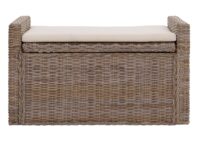 Sitzbank Garderobenbank Sitzhocker mit Stauraum Kubu Rattan 88cm grau-braun
