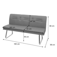 Sitzbank JAM-H70 Textil Edelstahl 160cm braun