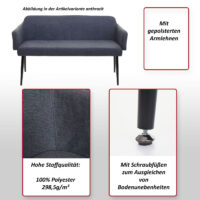 Sitzbank JAM-L13 Textil 133cm anthrazit