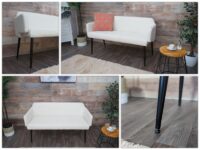 Sitzbank JAM-L13 Textil 133cm creme-weiss