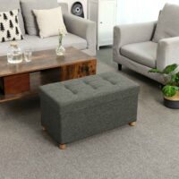 Klappbare Sitzbank mit Stauraum, 65L Volumen, Stoff Dunkelgrau