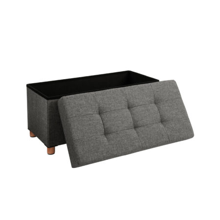 Klappbare Sitzbank mit Stauraum, 65L Volumen, Stoff Dunkelgrau