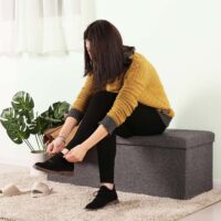 Sitzbank mit Stauraum und Klappdeckel, 110x38x38cm, Stoff Dunkelgrau