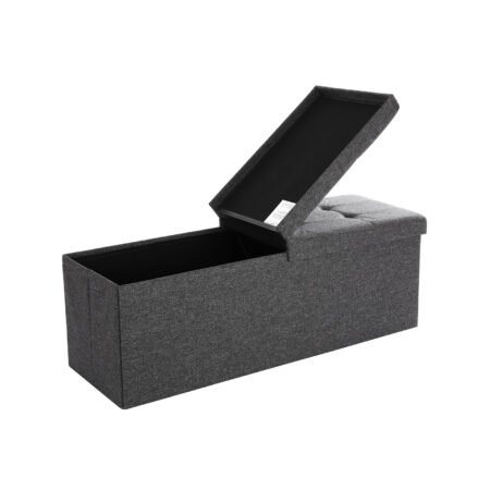 Sitzbank mit Stauraum und Klappdeckel, 110x38x38cm, Stoff Dunkelgrau