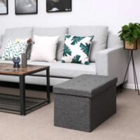 Kompakte Sitzbank mit Stauraum, 76x38x38cm, Stoff Dunkelgrau